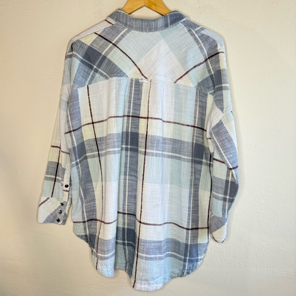 Free People Rainy Day Plaid Button Down Flannel Shirt Size XS - Picture 6 of 9